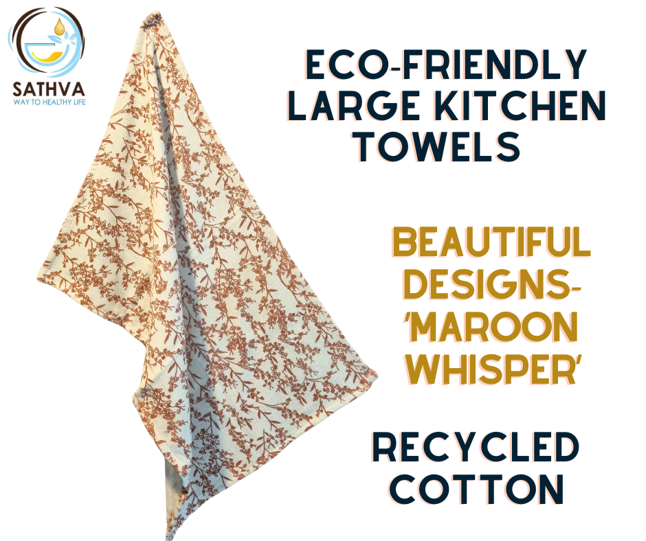 Kitchen Towel / Tea Towel - 100% Recycled Cotton - Maroon Whisper